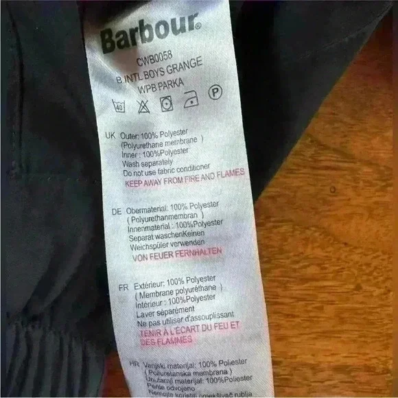 Barbour International Boys Waterproof "Grange
Parka" Black Size XXS (2/3 Years) - Picture 10 of 15